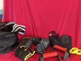 a lot of tools that are sitting on a red table