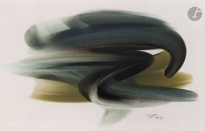 une image représentant une peinture d'une vague noire et jaune