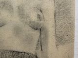 drawing of a nude woman with her back turned to the side