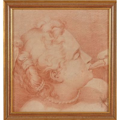 le dessin d'un enfant avec une pipe à la bouche