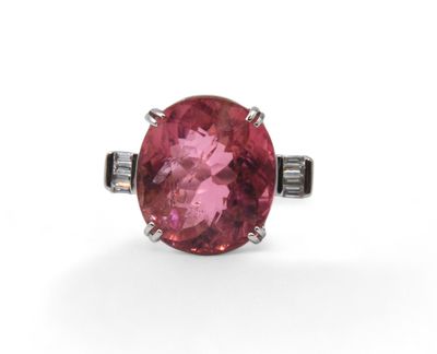 a pink tourmaline and diamond ring