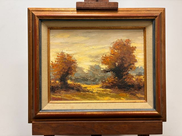 Alain FORJAN (XXème) : « Arbres en automne ». Huile sur toile enc...