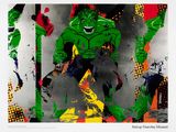 an image of a painting of a green man with a skateboard