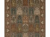 un tapis marron et bleu avec un motif