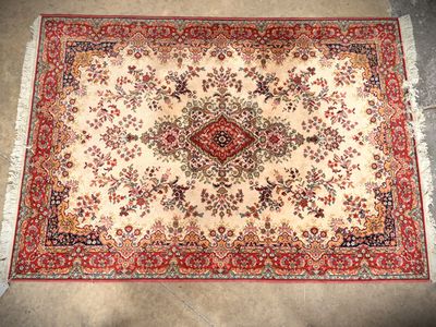 an oriental rug on the floor