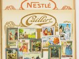 an advertisement for toblerone nestle with pictures of people on it