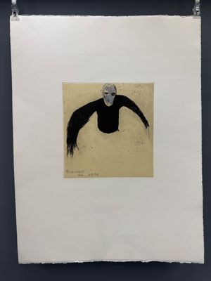 un dessin en noir et blanc représentant un oiseau à longue queue