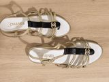 chanel black and gold sandals