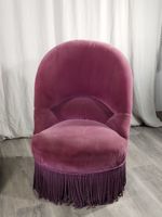 Paire de fauteuils chauffeuses en bois garni d'un velours vi… (photo 2)