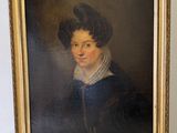 tableau représentant une femme en robe noire à col blanc