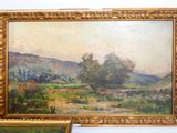 painting of a landscape with a river in the foreground and a painting of a landscape with a river in the foreground