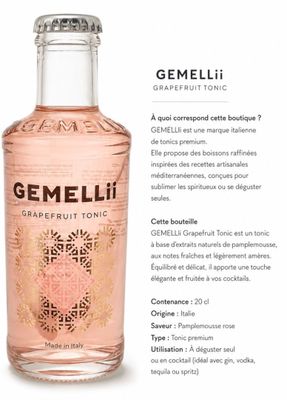 une image représentant une bouteille de tonic au pamplemousse sur fond blanc