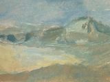 an image of a painting of a mountain with a sky in the background