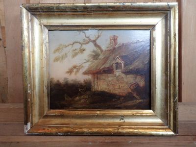une photo d'une photo représentant une maison, dans un cadre