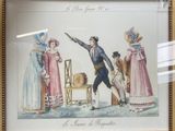 painting of a man and a woman with a child on a chair