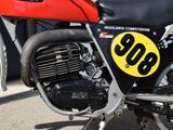 a close up of a motorcycle with a number on it
