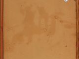 an old picture of a brown frame with writing on it