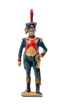 figurine of a soldier in a red and blue uniform
