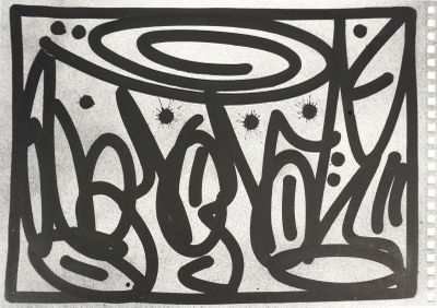 un dessin en noir et blanc représentant un ange