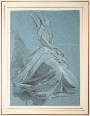 ANONYME XIXe siècle, Étude de drapé, dessin au crayon noir e… - Photo 1