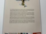 the back cover of a book with a drawing of a man on skis