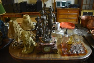 a table with a lot of items on top of it
