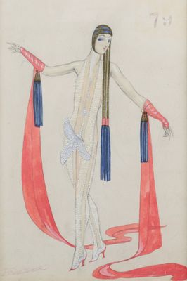an illustration of a woman with long hair and a red scarf