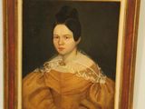 painting of a woman in a yellow dress in a gold dress