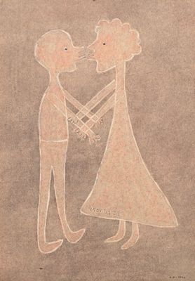 dessin représentant un homme et une femme se tenant la main en formant un cœur