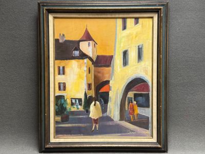 Claude BERTRAND (né en 1940) : Vue de village.