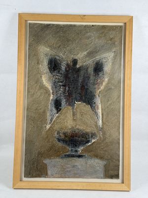 painting of a zebra ' s head in a wooden frame on a white background