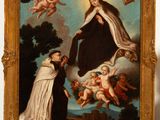 an image of a painting of the virgin surrounded by angels