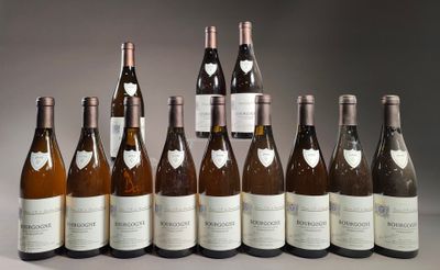 six bouteilles de vin sont alignées sur une table