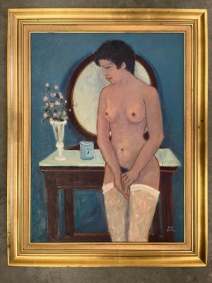 José RENUCCI (XX) Nu pudique Huile sur toile signé en bas à … - Photo 1