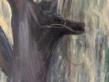 a painting of a bird perched on a tree