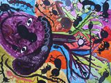 a painting of a bunch of different animals on a table