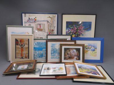 Carton de pièces encadrées diverses dont carte postale de CHESSY, esta - Photo 1