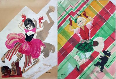 deux photos d'une femme en robe rose et d'une femme en robe verte
