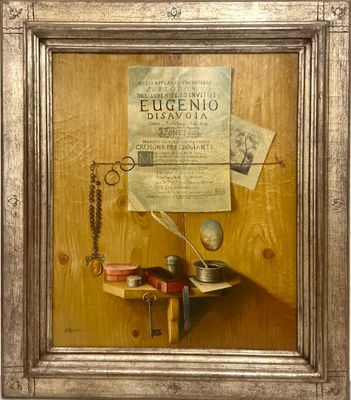une image représentant un tableau sur lequel on voit un bureau avec un stylo, des ciseaux et d'autres objets