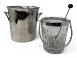 a silver ice bucket and a silver ice bucket on a white background