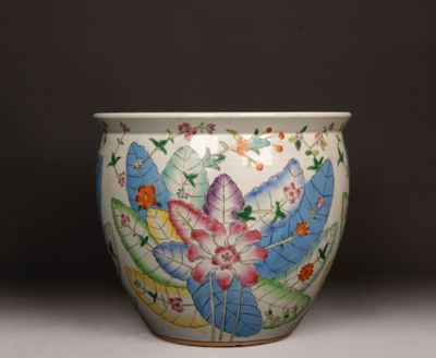 Aquarium en porcelaine à décor de végétaux et à l'intérieur …