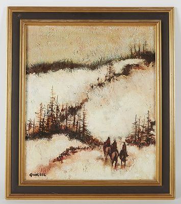 QUIESSE Claude - "Chevaux dans la neige", huile sur toile, s…