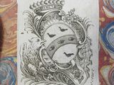 an image of a drawing of a coat of arms with a crown on it