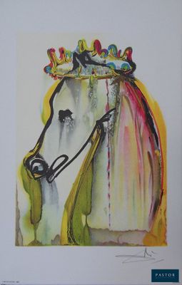 un tableau représentant un cheval coiffé d'une couronne