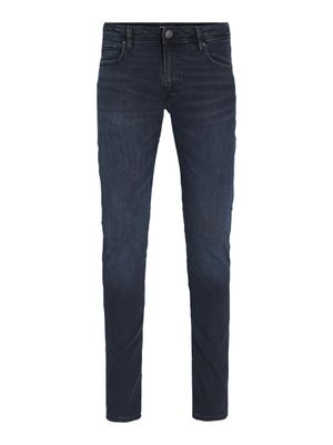 une photo d'un jean bleu foncé sur fond blanc