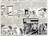une page en noir et blanc tirée d'une bande dessinée, sur laquelle figure l'image d'un homme coiffé d'un chapeau