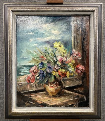 Anders OSTERLIND (1887-1960) « bouquet de fleurs devant la fenêtr...