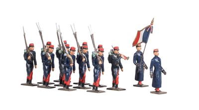 C.B.G. Mignot. 1914. Infanterie de ligne en capote au pas.