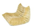 beige velvet bean bag chair on white background with white background