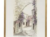 une image représentant une peinture d'une arcade ornée de fleurs